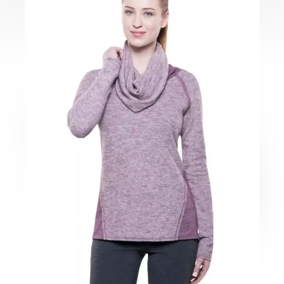 Kuhl Women’s Nova Wool Blend Cowl Neck Sweater Purple Long Sleeve Pullover Large - Picture 2 of 12